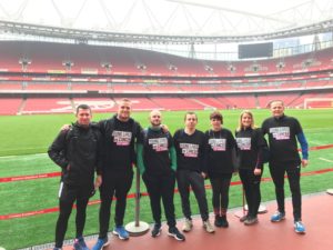 Luke Claxton and his team after completing the walk at the Emirates Stadium
