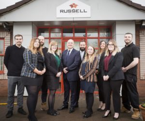Managing Director Andrew Hayward Centre with Russell Roof Tiles new starters