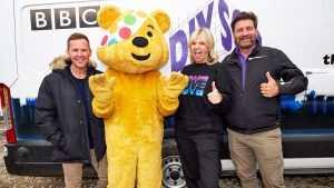 Radio 2s Zoe Ball Scott Mills joined Nick Knowles on The Big Build for Children in Need