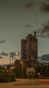 dusk at Rugby Cement plant